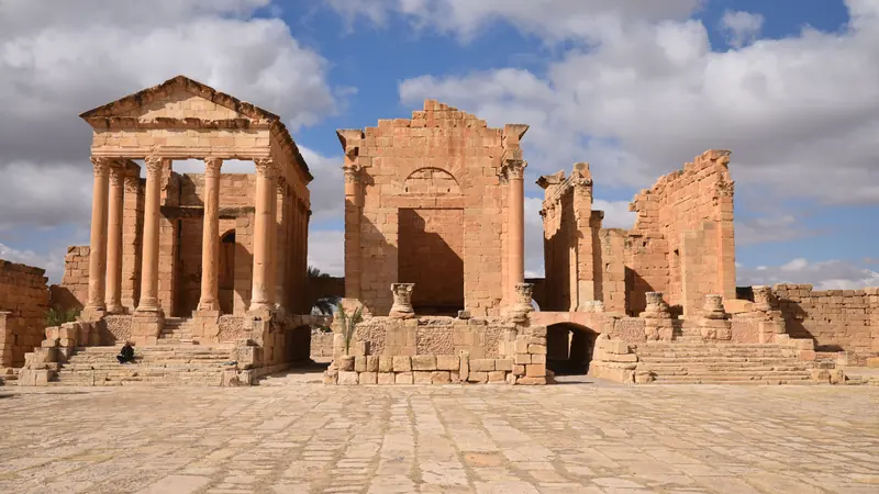 The three Capitoline temples of Sbeitla standing side by side